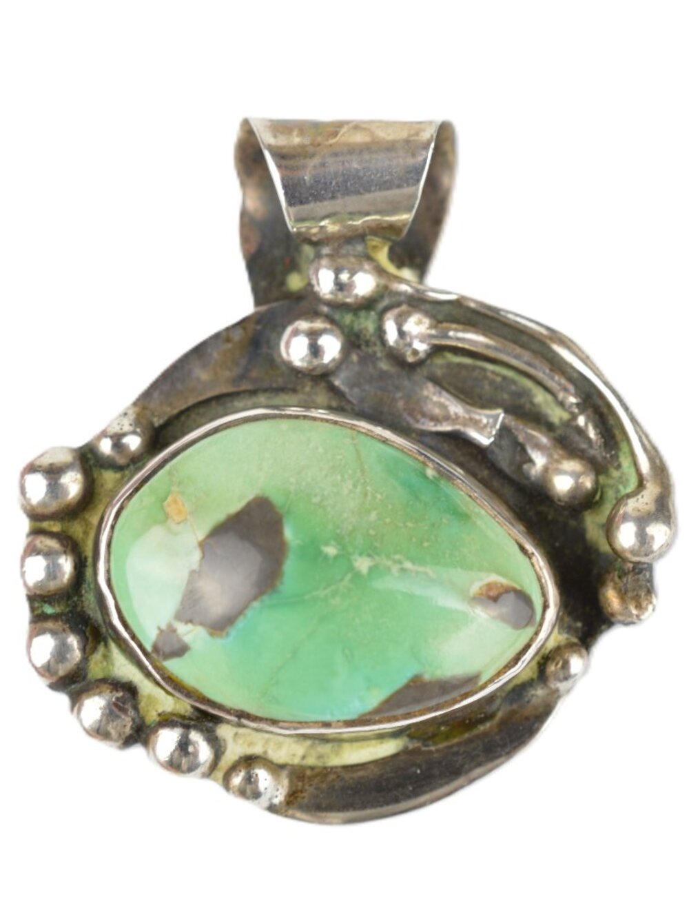 Sterling Silver Pendant Royston Turquoise Green Southwestern 4.8g VTG